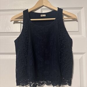 Hollister Y2K Vintage Blue Lace Overlay Tank Size Small